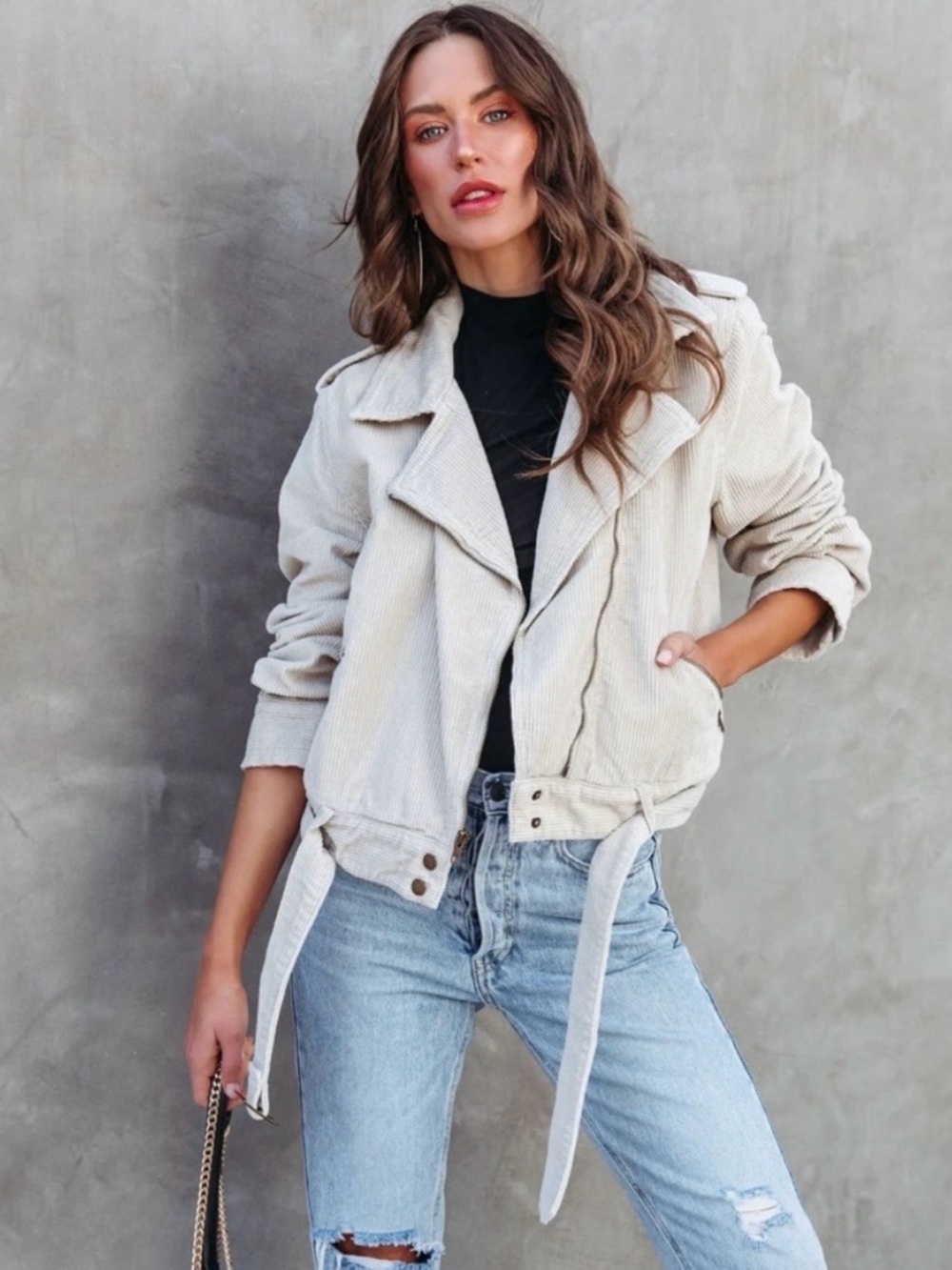 VICI COLLECTION CORDUROY MOTO JACKET